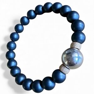 Matte 8mm Hematite Stretch Bracelet w/ 14k Gold Filled & Sterling Silver Accents